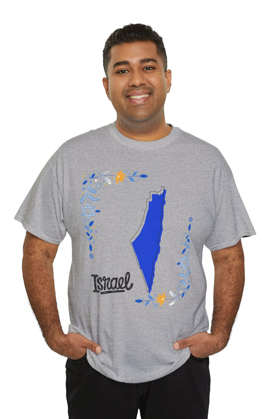 Israel Map T-Shirt – Floral Design (Multiple Colors)