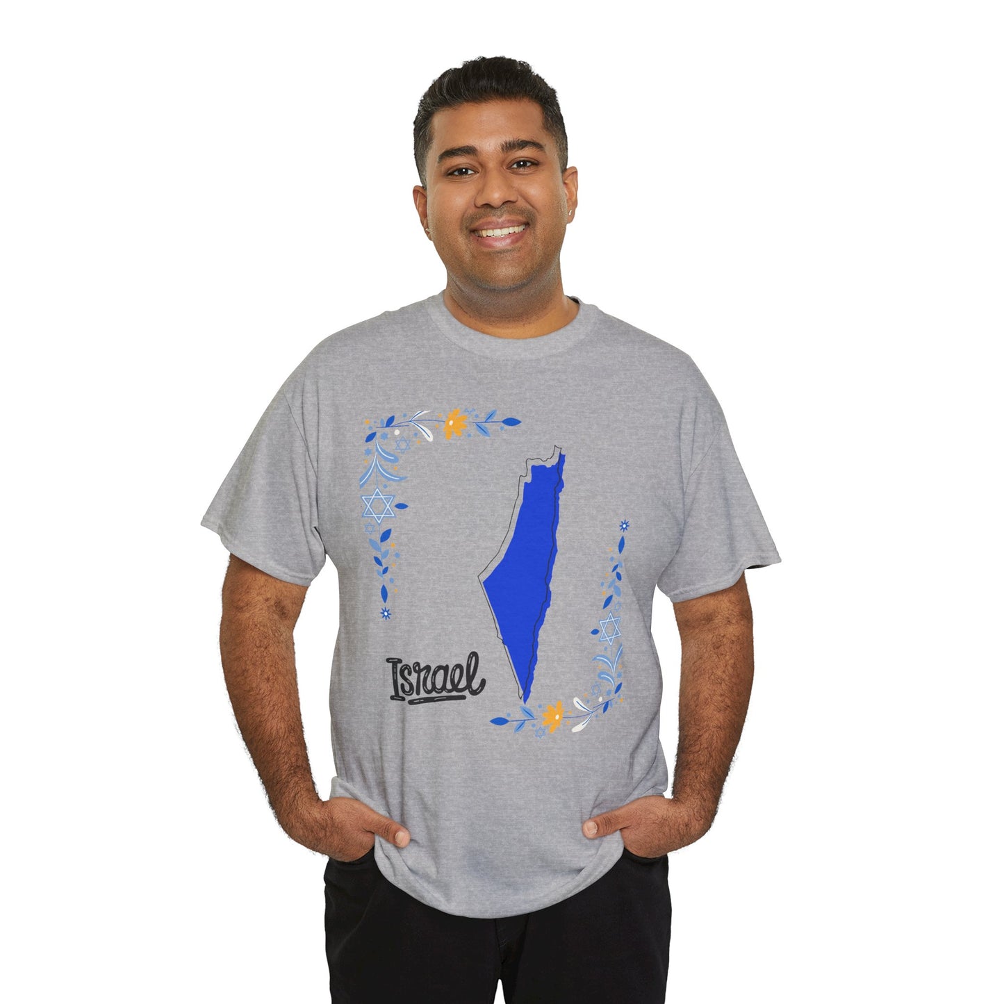 Israel Map T-Shirt – Floral Design (Multiple Colors)