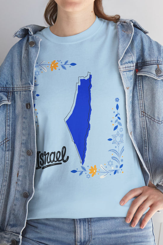 Israel Map T-Shirt – Floral Design (Multiple Colors)