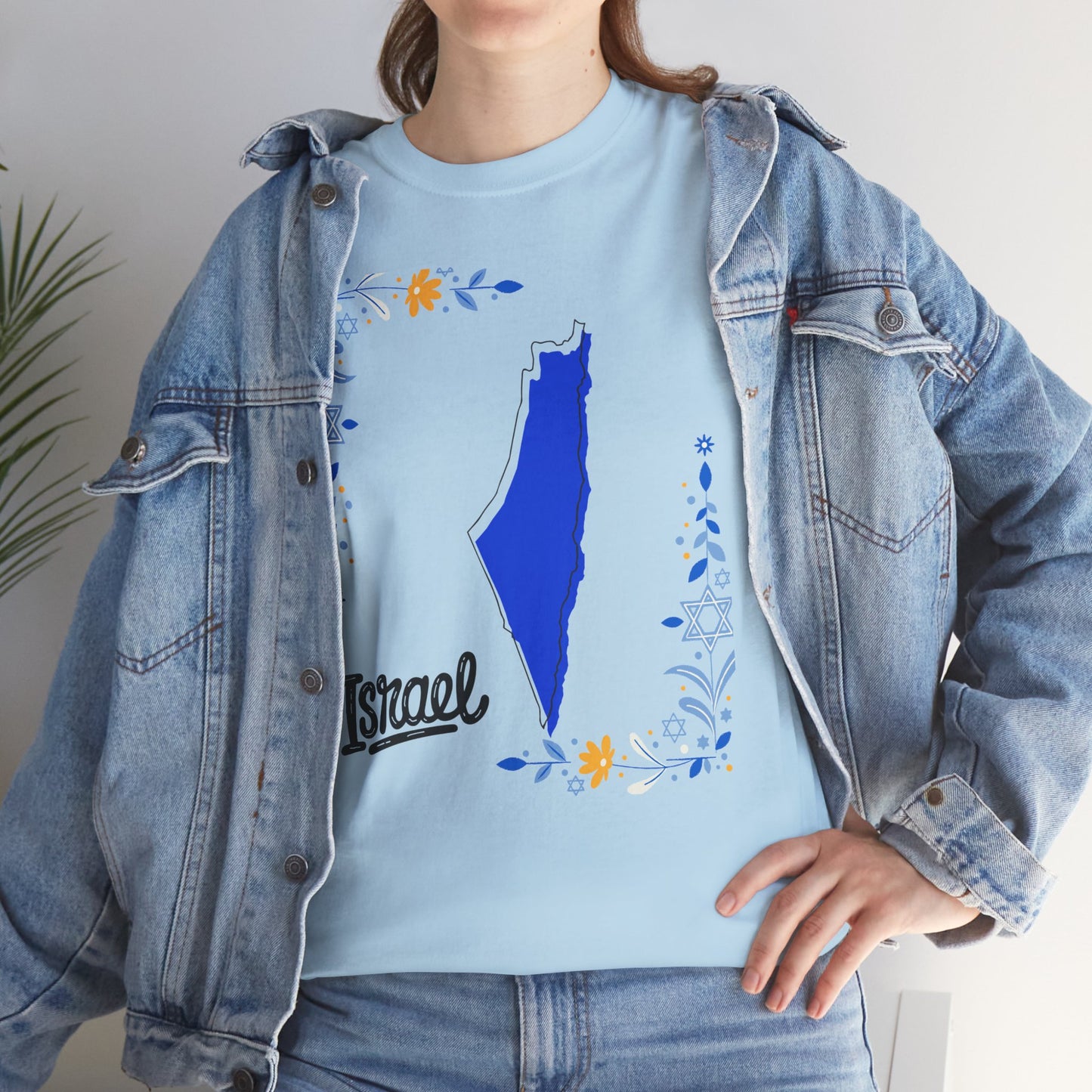 Israel Map T-Shirt – Floral Design (Multiple Colors)