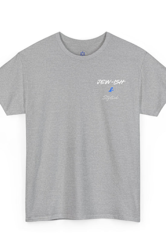Jew-ish and Stylish T-Shirt – Minimal Front, Bold Back (Multiple Colors)