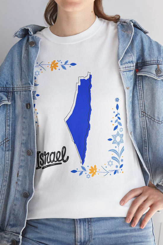 Israel Map T-Shirt – Floral Design (Multiple Colors)