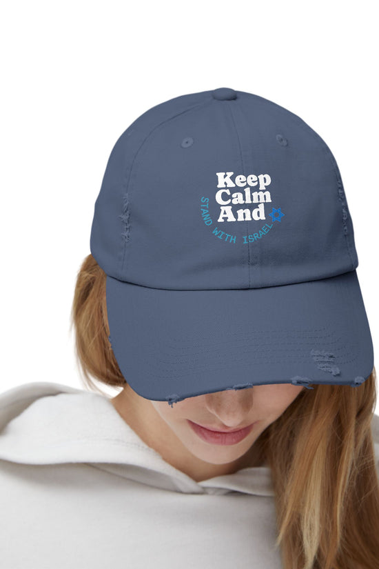 Keep Calm – Stand with Israel Distressed Cap