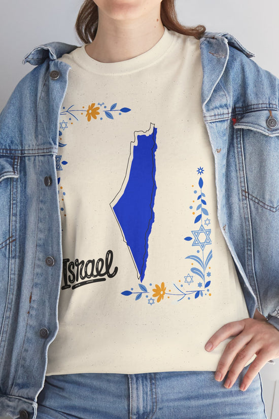 Israel Map T-Shirt – Floral Design (Multiple Colors)