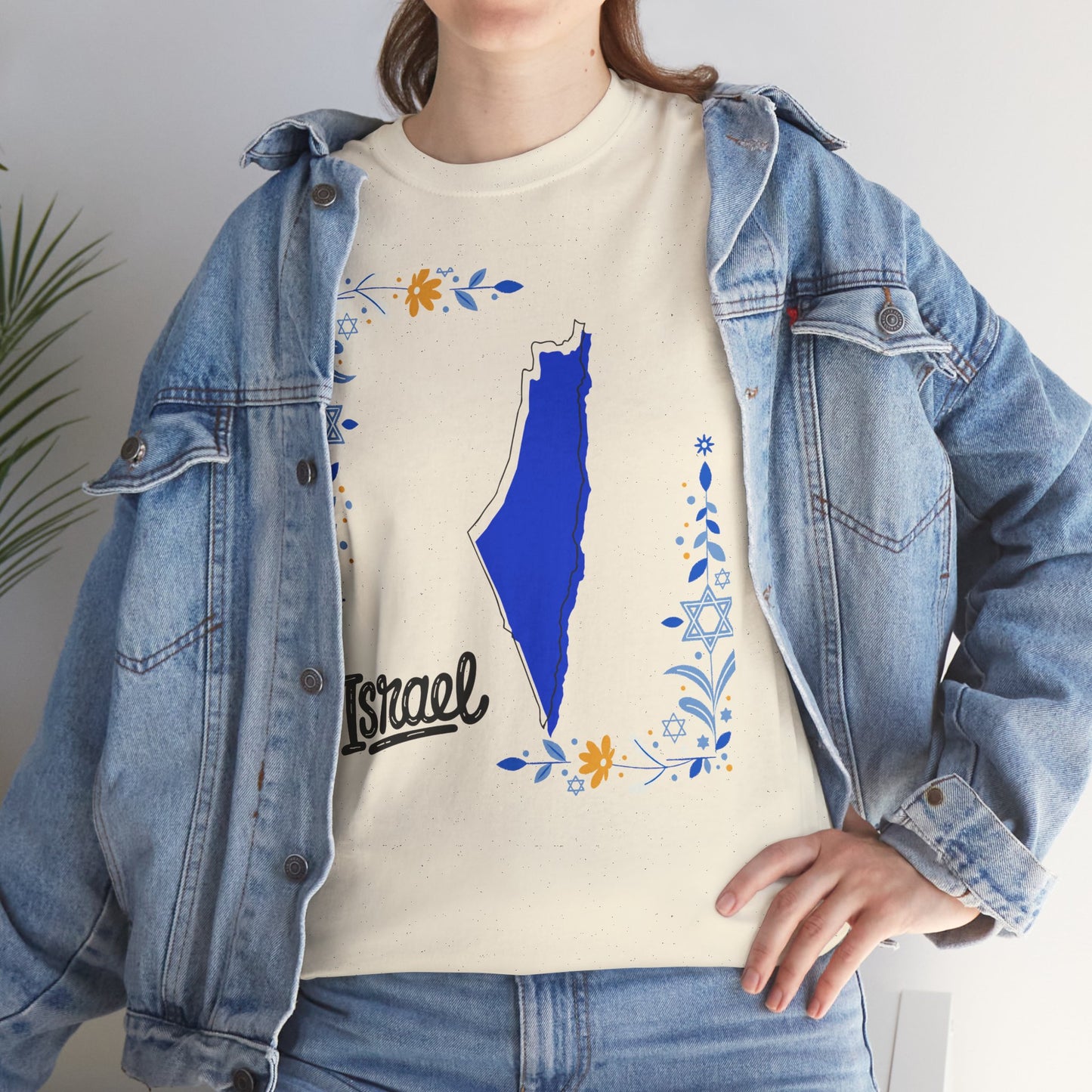 Israel Map T-Shirt – Floral Design (Multiple Colors)