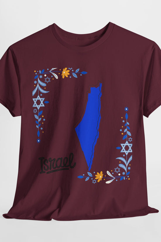 Israel Map T-Shirt – Floral Design (Multiple Colors)