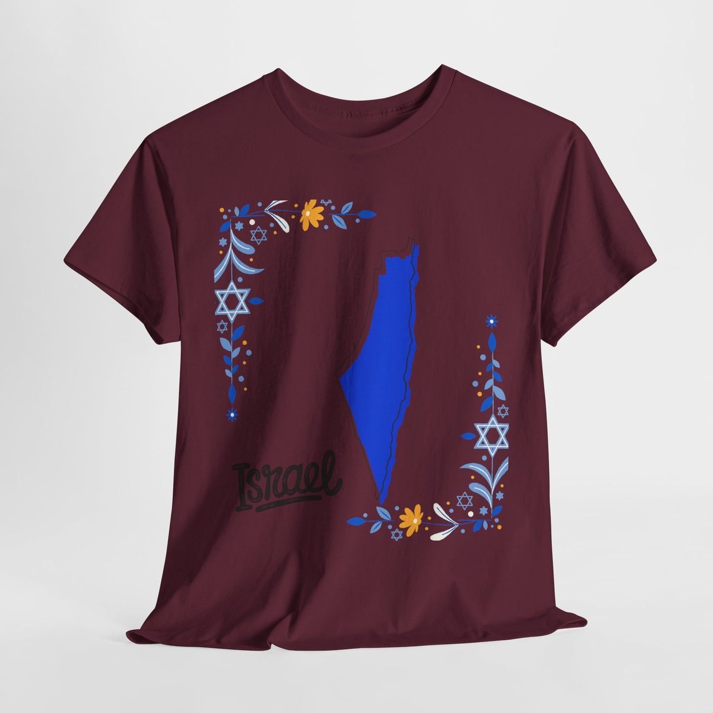 Israel Map T-Shirt – Floral Design (Multiple Colors)