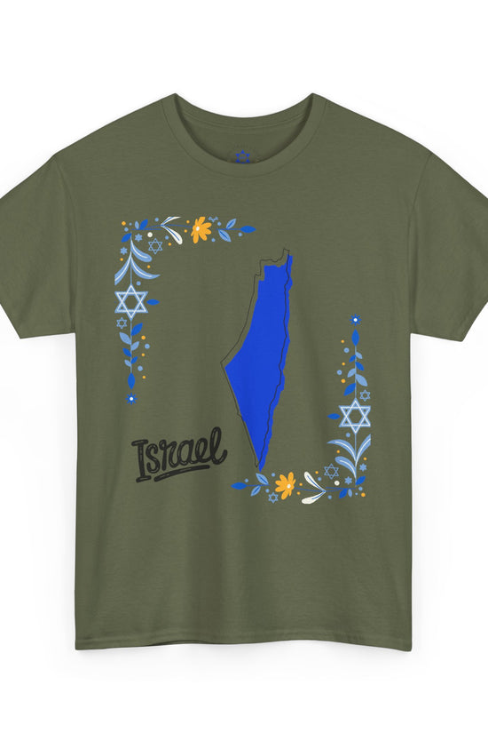 Israel Map T-Shirt – Floral Design (Multiple Colors)