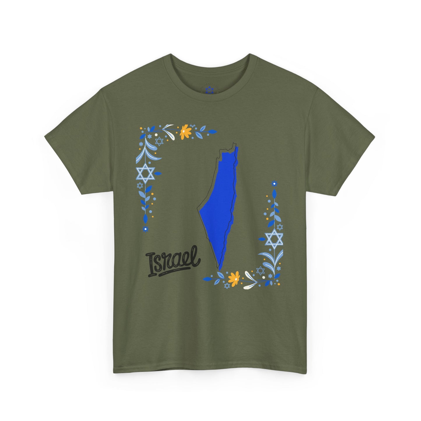Israel Map T-Shirt – Floral Design (Multiple Colors)