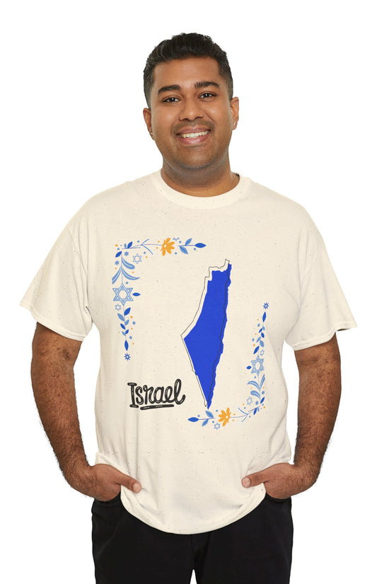 Israel Map T-Shirt – Floral Design (Multiple Colors)