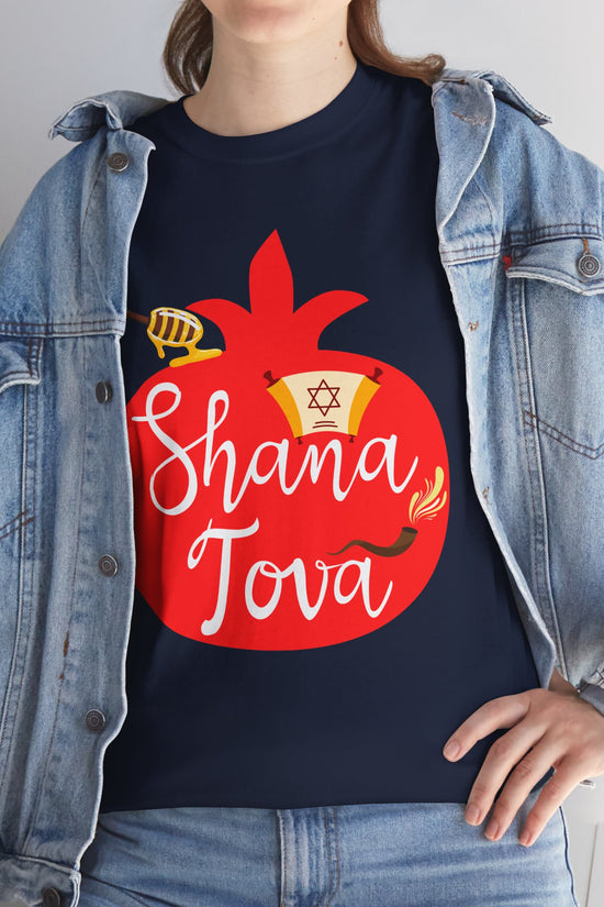 Shana Tova T-Shirt – Rosh Hashanah Pomegranate Design (Multiple Colors)