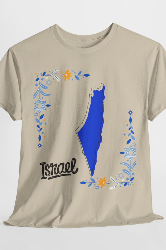 Israel Map T-Shirt – Floral Design (Multiple Colors)