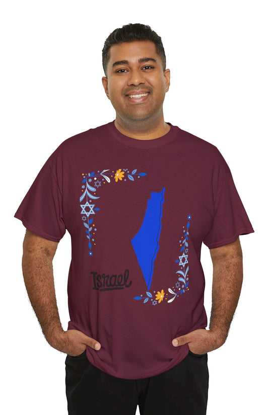 Israel Map T-Shirt – Floral Design (Multiple Colors)