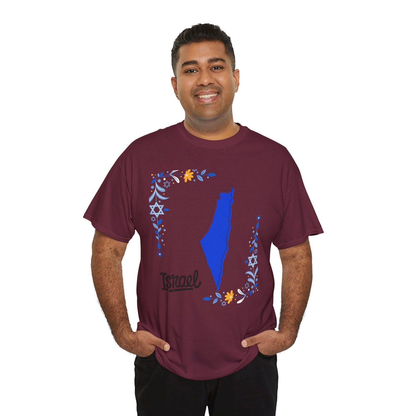 Israel Map T-Shirt – Floral Design (Multiple Colors)