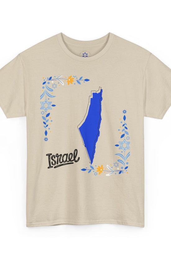 Israel Map T-Shirt – Floral Design (Multiple Colors)