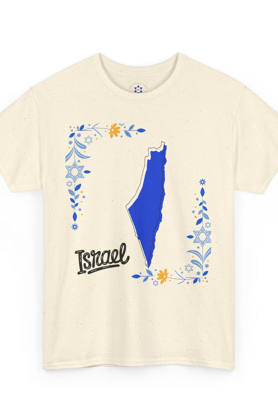 Israel Map T-Shirt – Floral Design (Multiple Colors)