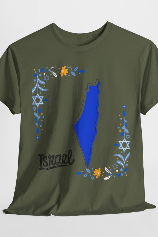 Israel Map T-Shirt – Floral Design (Multiple Colors)