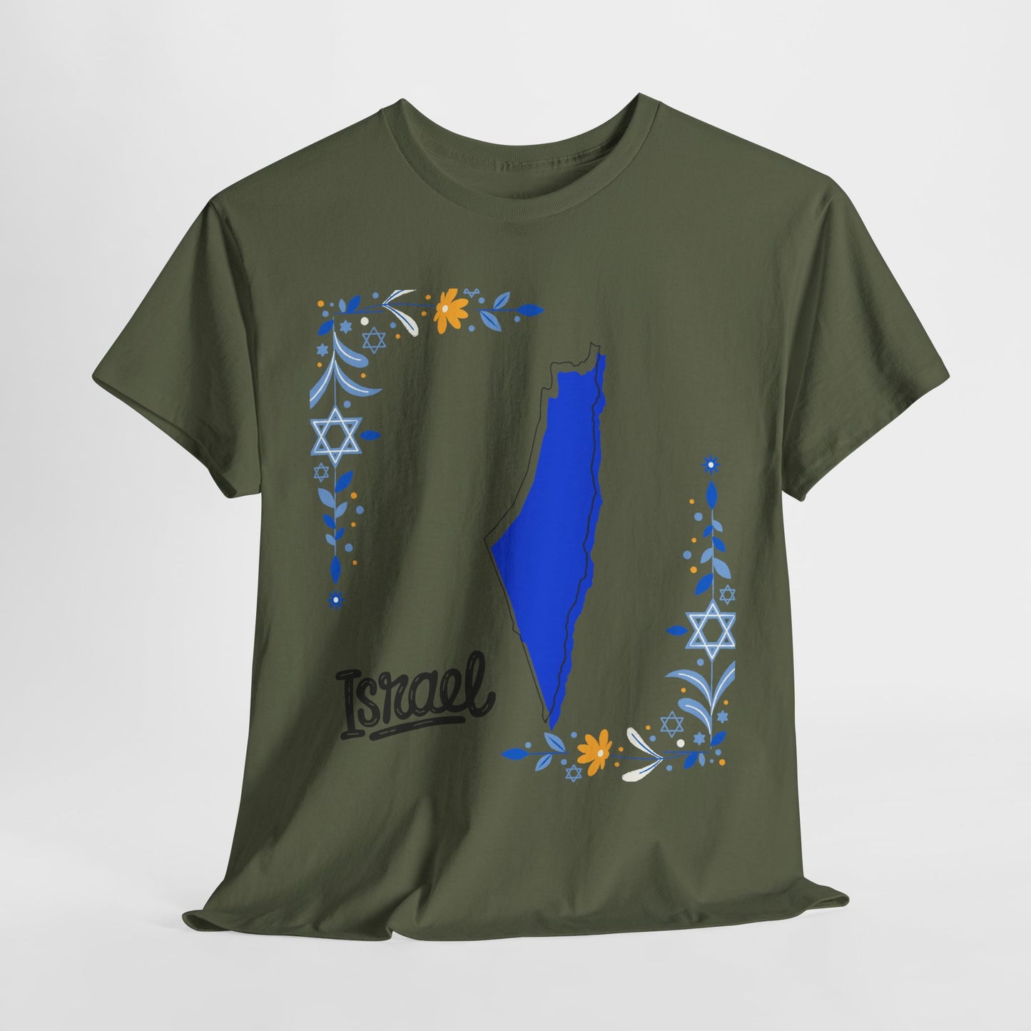 Israel Map T-Shirt – Floral Design (Multiple Colors)