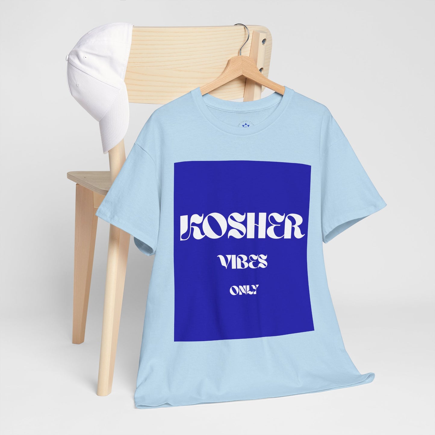 Kosher Vibes Only T-Shirt – Trendy Am Israel Chai Club -Variety of Colors