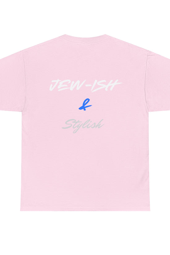 Jew-ish and Stylish T-Shirt – Minimal Front, Bold Back (Multiple Colors)