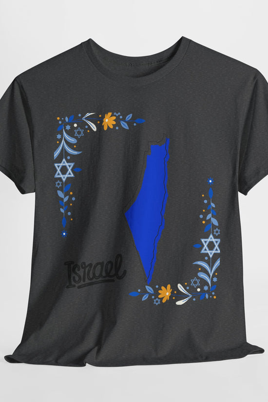 Israel Map T-Shirt – Floral Design (Multiple Colors)