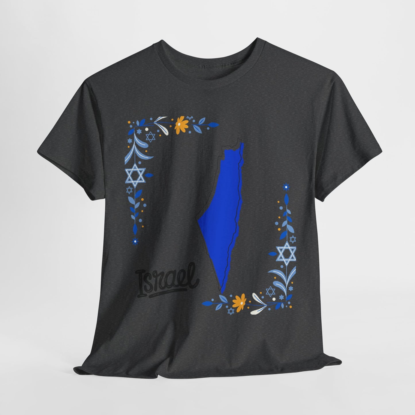 Israel Map T-Shirt – Floral Design (Multiple Colors)