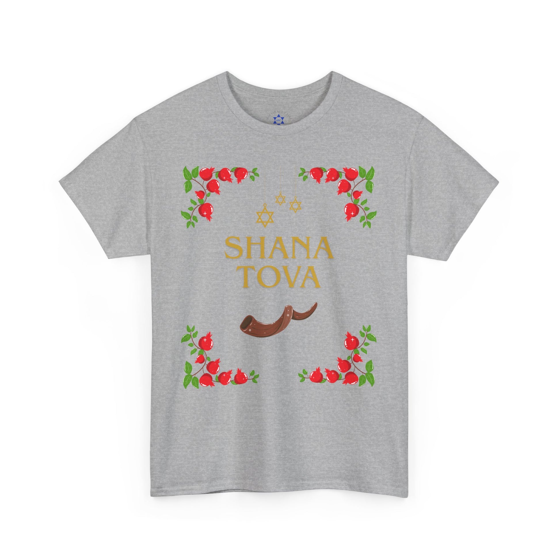 Shana Tova T-Shirt – Rosh Hashanah Pomegranates & Shofar (Multiple Colors)