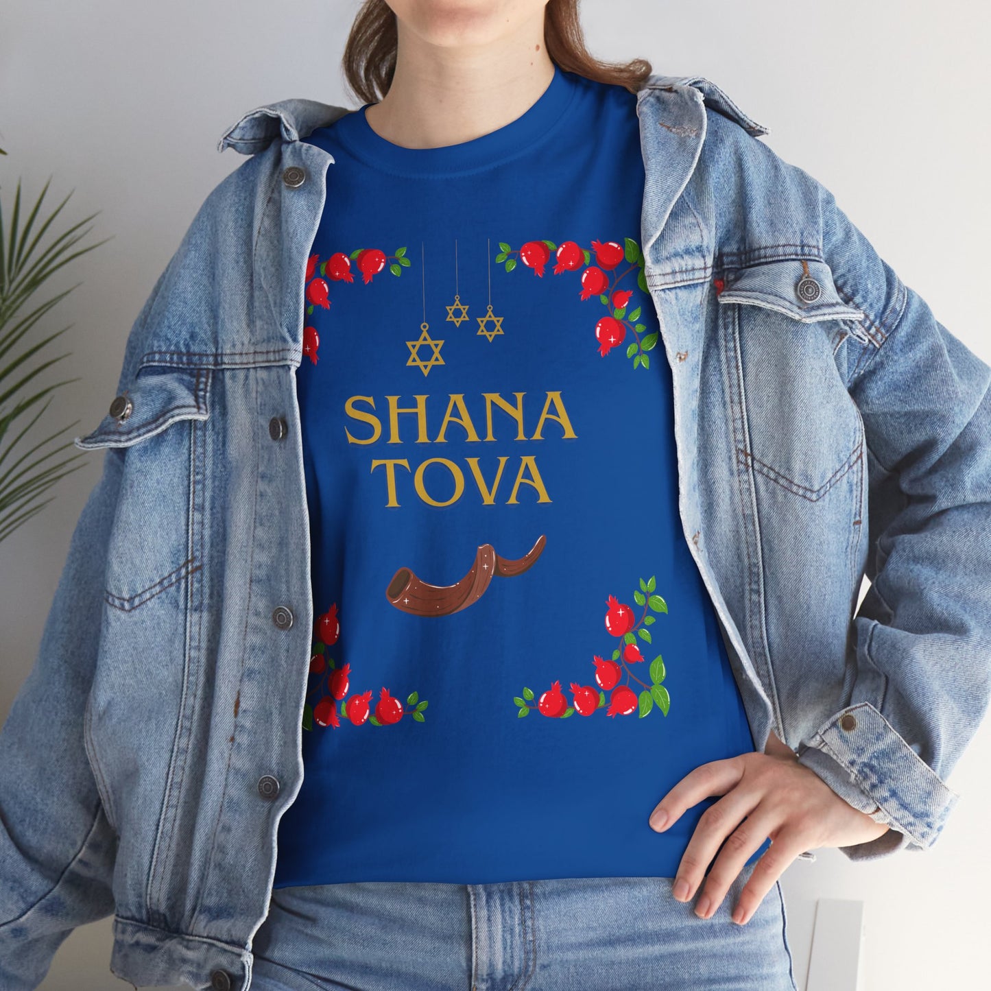 Shana Tova T-Shirt – Rosh Hashanah Pomegranates & Shofar (Multiple Colors)