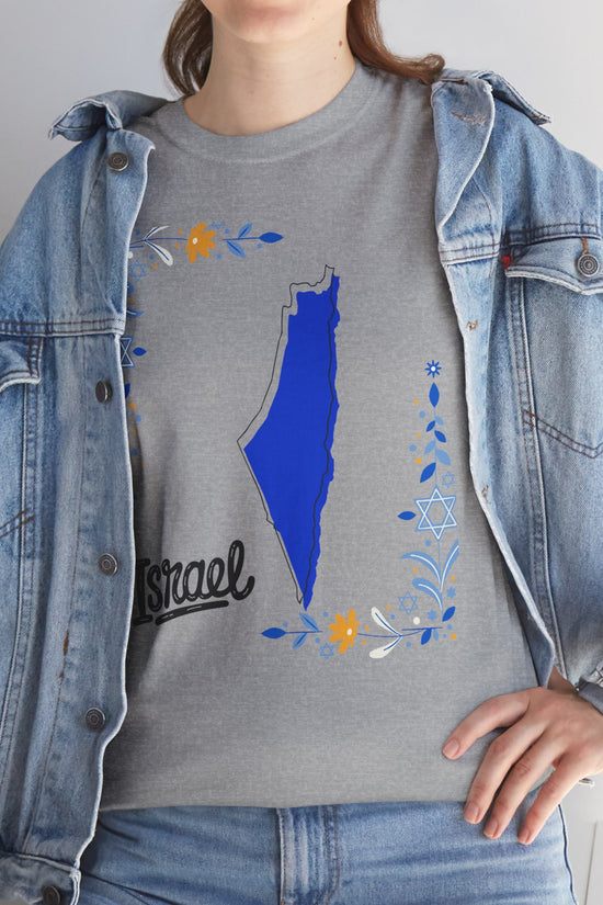 Israel Map T-Shirt – Floral Design (Multiple Colors)