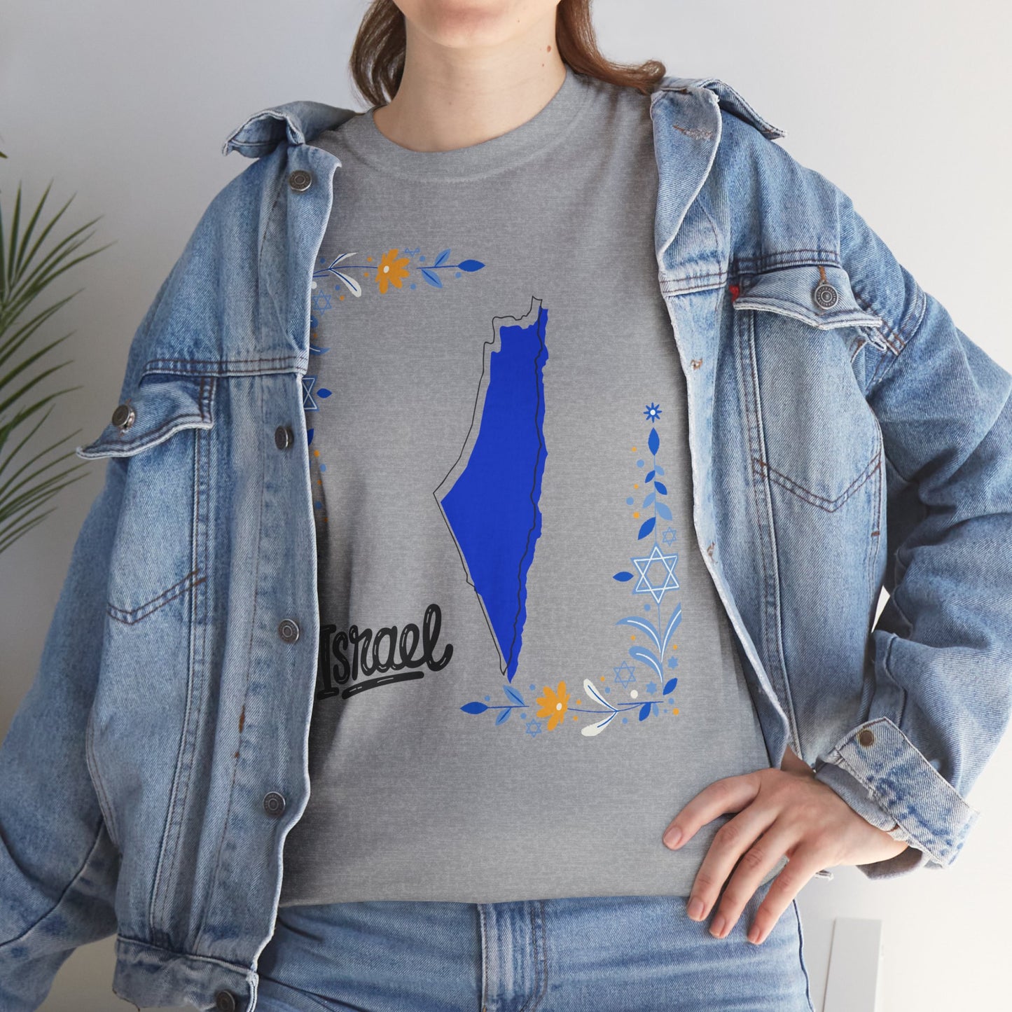 Israel Map T-Shirt – Floral Design (Multiple Colors)