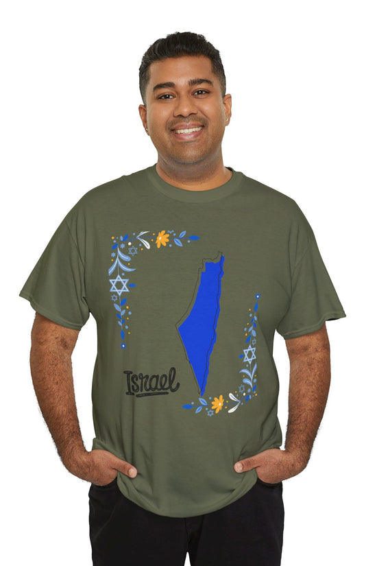 Israel Map T-Shirt – Floral Design (Multiple Colors)