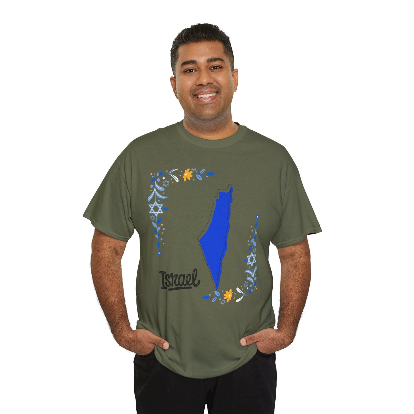 Israel Map T-Shirt – Floral Design (Multiple Colors)