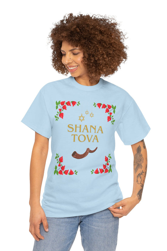 Shana Tova T-Shirt – Rosh Hashanah Pomegranates & Shofar (Multiple Colors)