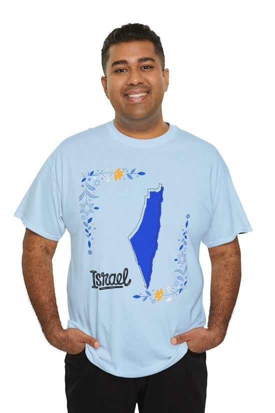 Israel Map T-Shirt – Floral Design (Multiple Colors)