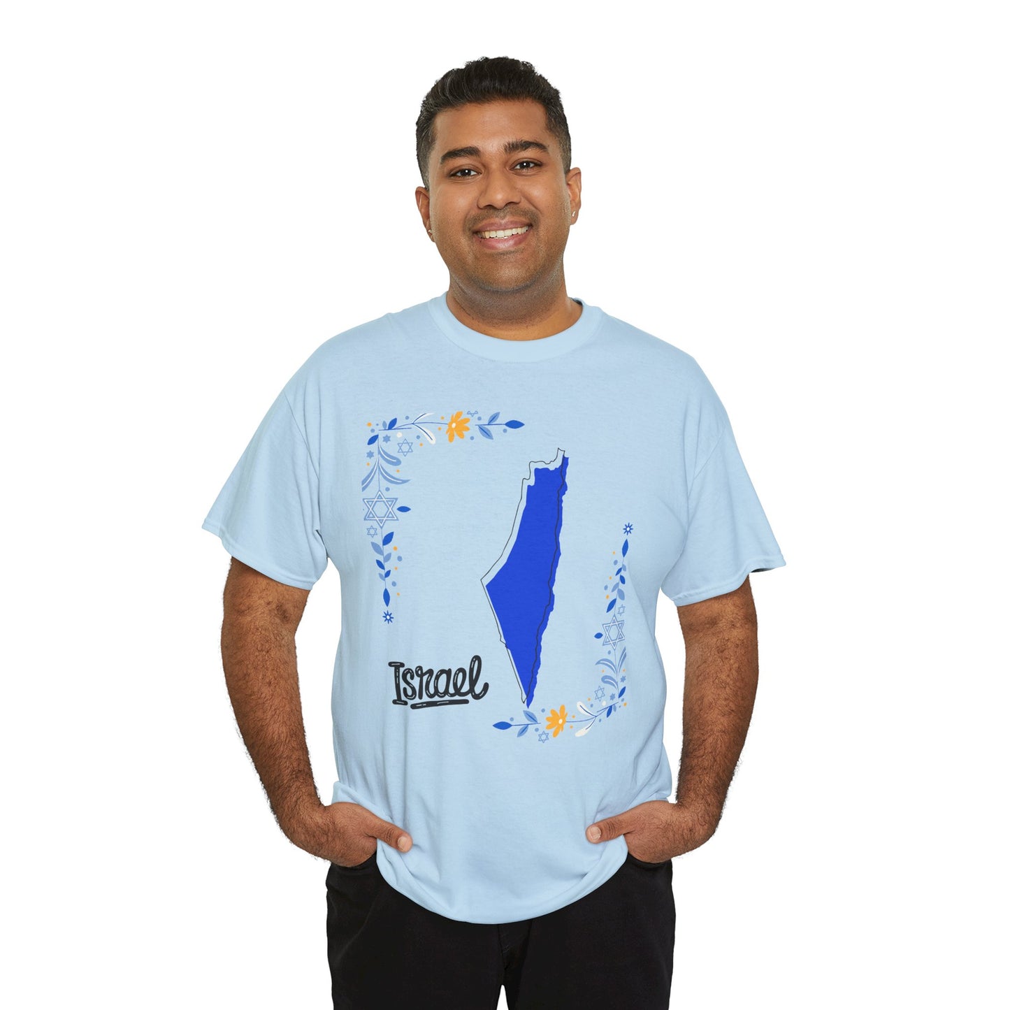 Israel Map T-Shirt – Floral Design (Multiple Colors)