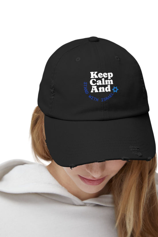 Keep Calm – Stand with Israel Distressed Cap
