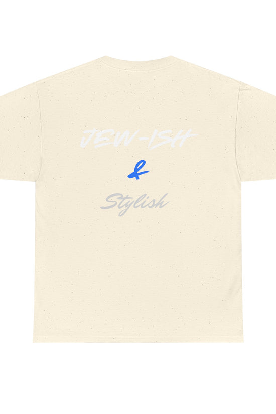 Jew-ish and Stylish T-Shirt – Minimal Front, Bold Back (Multiple Colors)