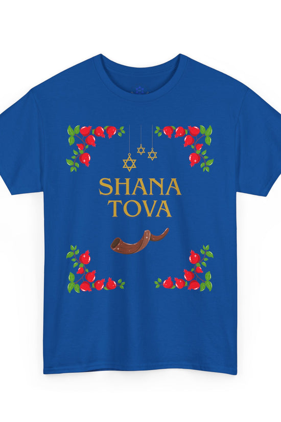 Shana Tova T-Shirt – Rosh Hashanah Pomegranates & Shofar (Multiple Colors)