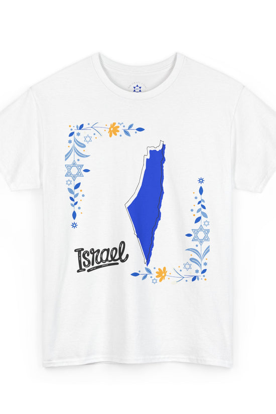 Israel Map T-Shirt – Floral Design (Multiple Colors)