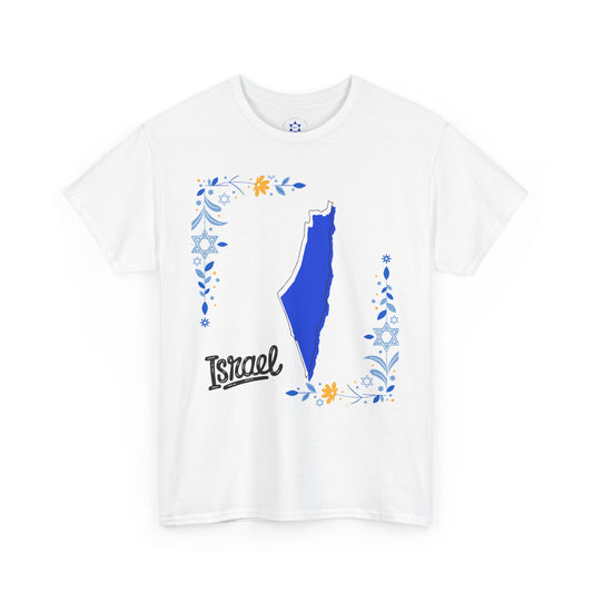 Israel Map T-Shirt – Floral Design (Multiple Colors)