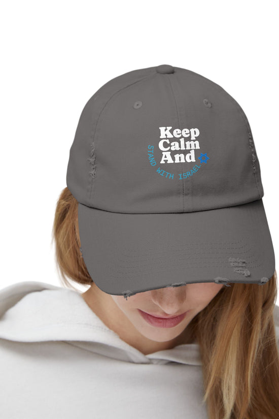 Keep Calm – Stand with Israel Distressed Cap