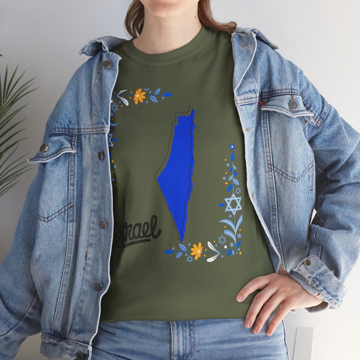 Israel Map T-Shirt – Floral Design (Multiple Colors)